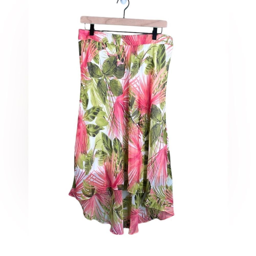 Sunny Leigh Boho Floral Printed MIDI Skirt High Low size Medium